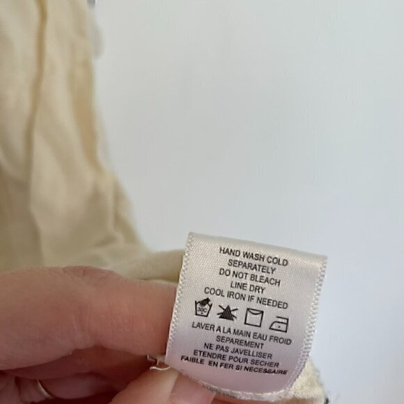 RO&DE ANTHROPOLOGIE Lace Trim Cold Shoulder Blouse Cream Ivory Black 3/4 Sleeve - Picture 11 of 14